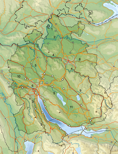Flüsse im Kanton Zürich (c) Wikipedia:Tschubby